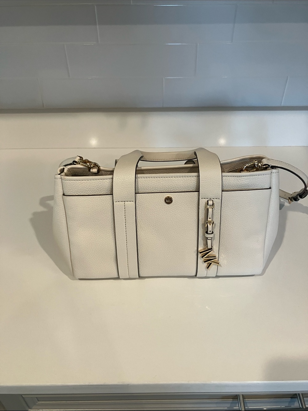 MICHAEL MICHAEL KORS Romee Small Pebbled Leather Satchel Retails $298 - Picture 4 of 11